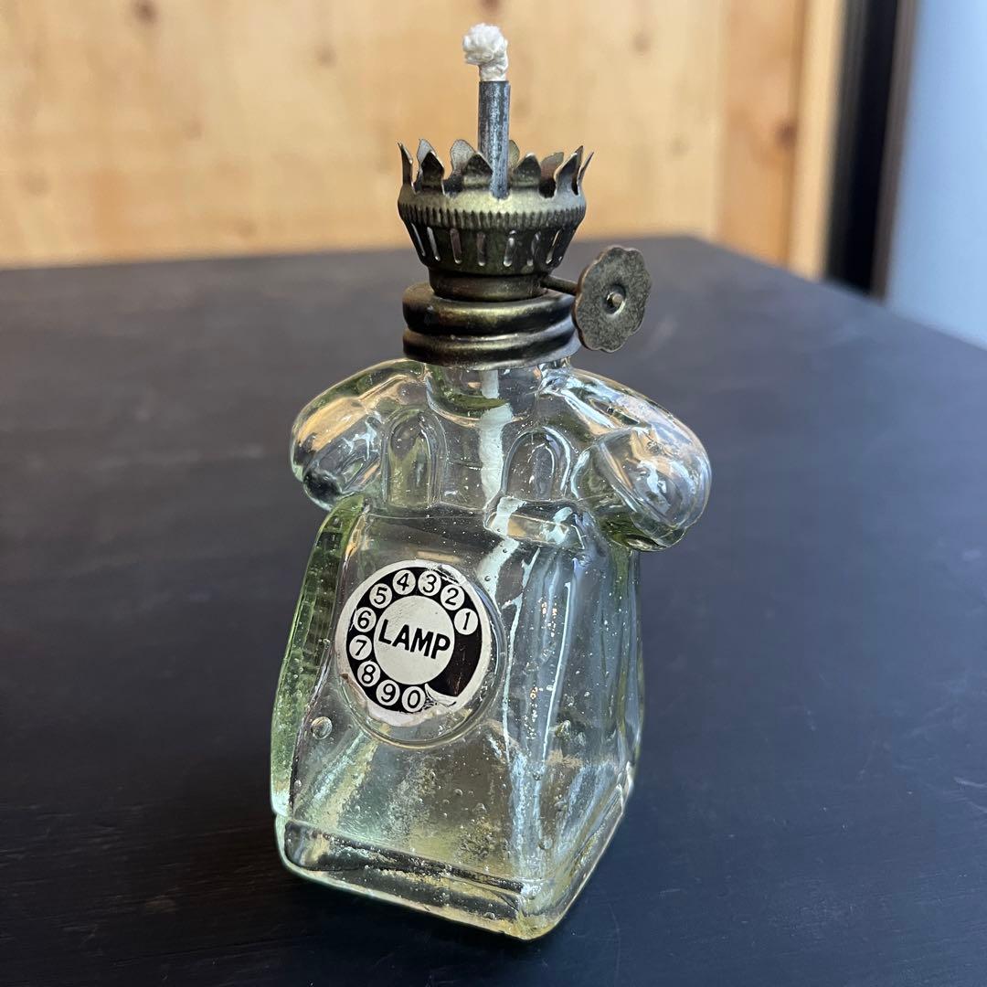 【珍品】ウランガラス 電話型 オイルランプ ボトル ガラス ビン アンティーク