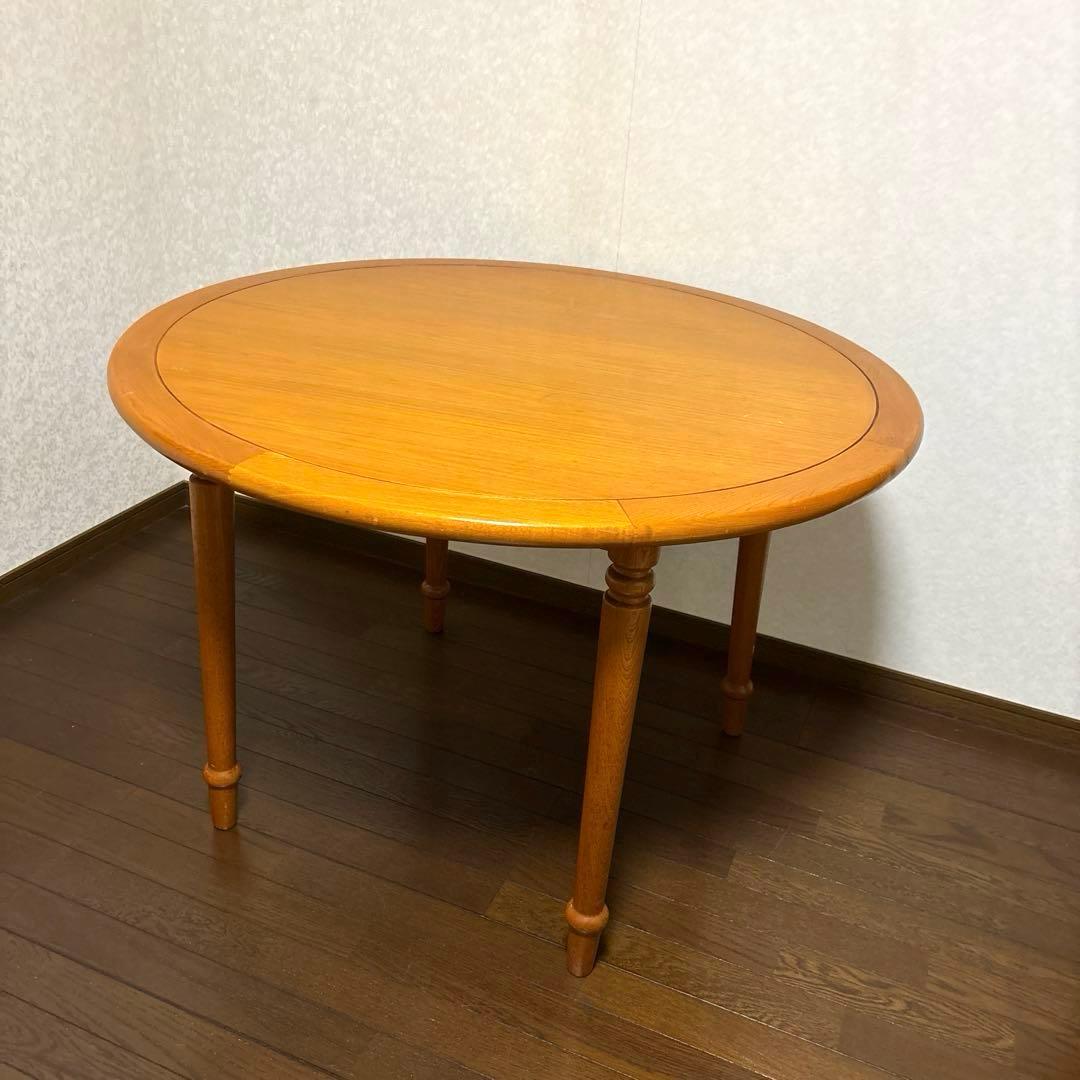 【良品】ヴィンテージ ラウンドテーブル ダイニングテーブル ろくろ脚