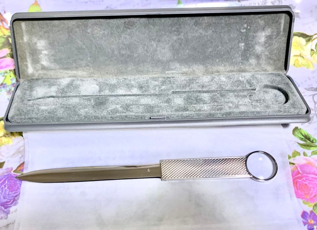 1970年ヴィンテージドイツ製スターリングシルバ925拡大鏡付きレターオープナー