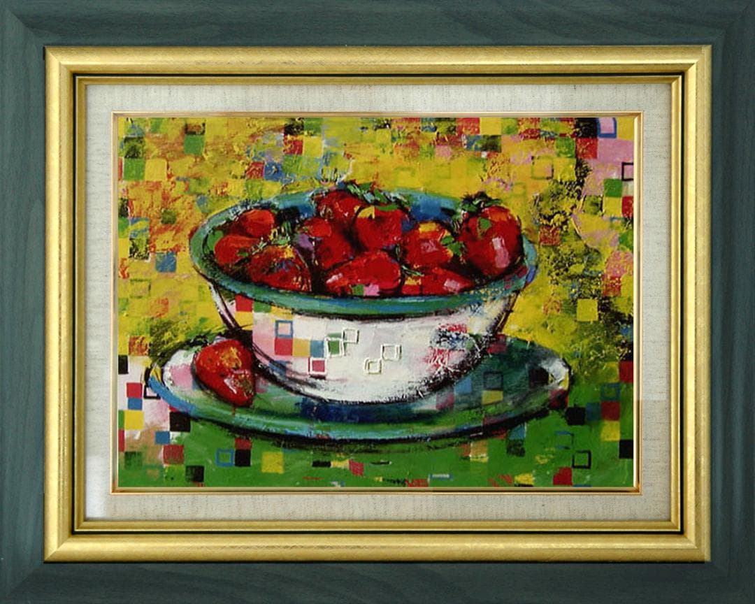 油絵 絵 絵画 インテリア 額付(白) uF6-061003 静物 フルーツ