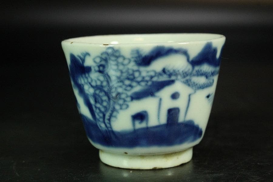 煎茶 中国美術 染付 碗 五件 玉(K-LC761)