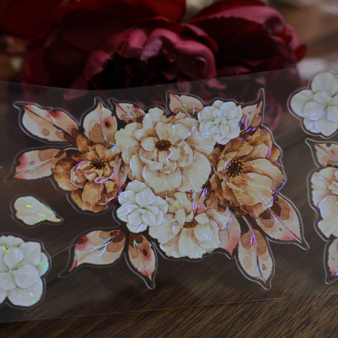 繁花文创《霜红棕染》海外マスキングテープ　マステ 【2663】