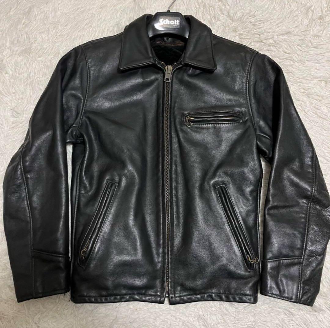 ショット　トラッカージャケット　シングルライダース　ライナー付き　ブラック