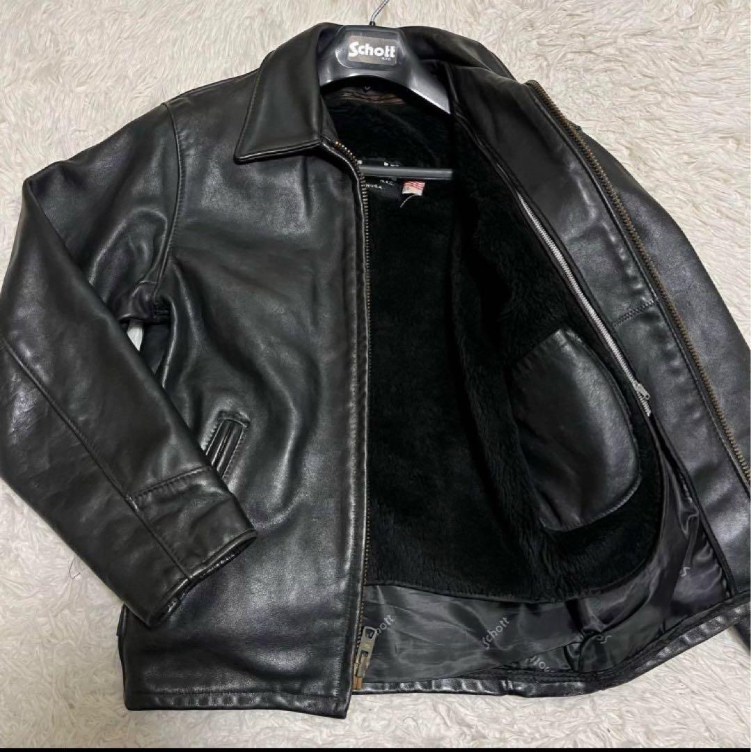 ショット　トラッカージャケット　シングルライダース　ライナー付き　ブラック