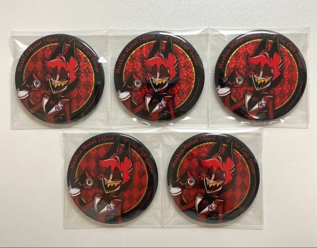 ハズビンホテル　アラスター　アニカフェ　グリッター缶バッジA 5点