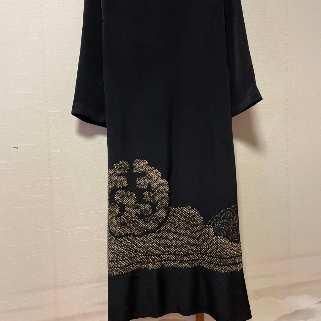 正絹黒絞り入りワンピース