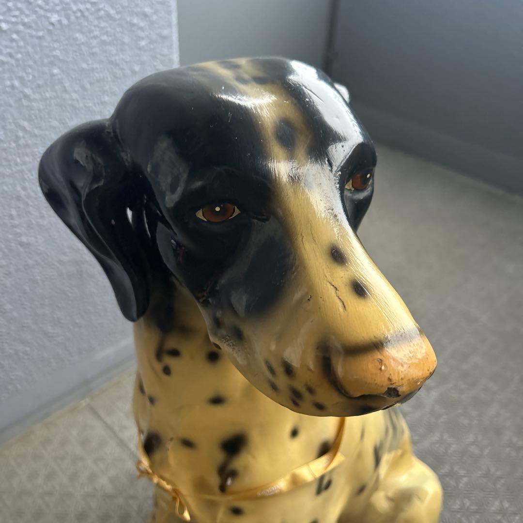 しぃーちゃんヴィンテージ犬の置物 ダルメシアンオブジェ 木製風