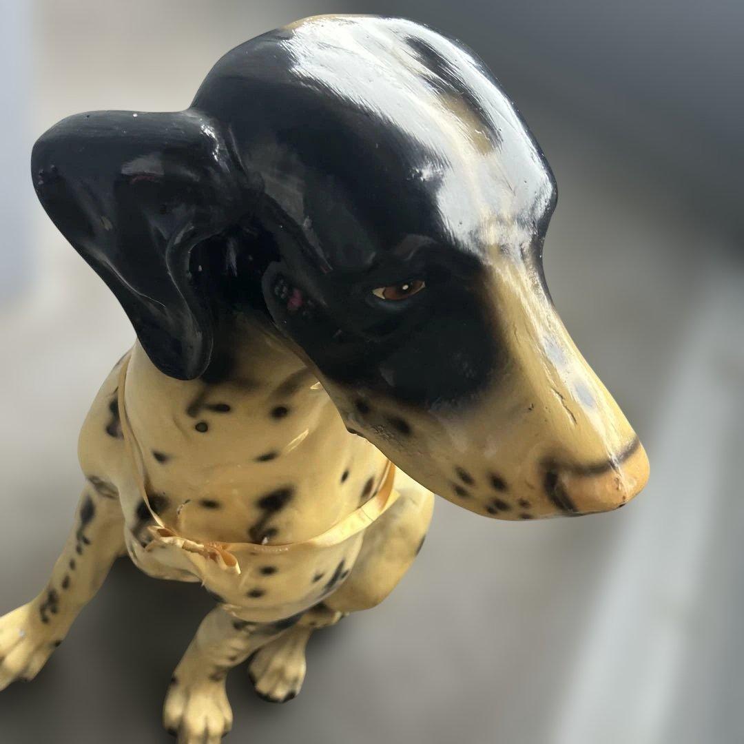 しぃーちゃんヴィンテージ犬の置物 ダルメシアンオブジェ 木製風