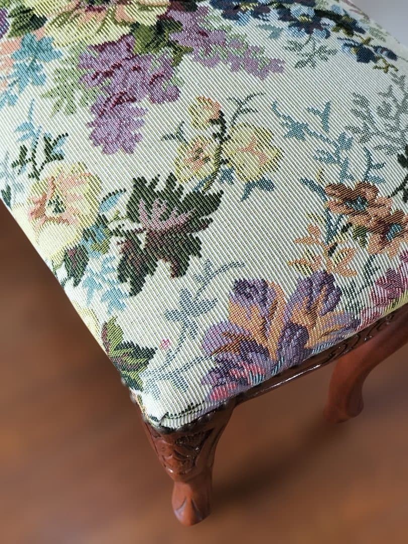 【英国製クラシック】猫脚×ゴブラン生地 スツール アンティーク