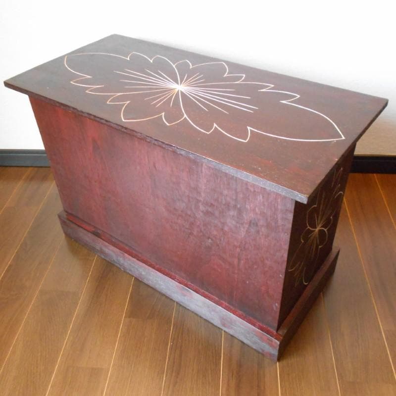 980円 値下げ品‼︎ 花柄模様 チェスト アジアン家具 バリ家具 完成品家具