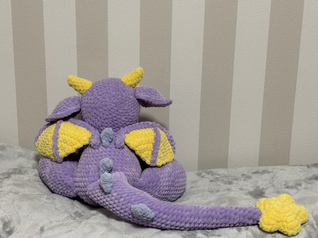 紫と黄色のドラゴンのあみくる 約55cm