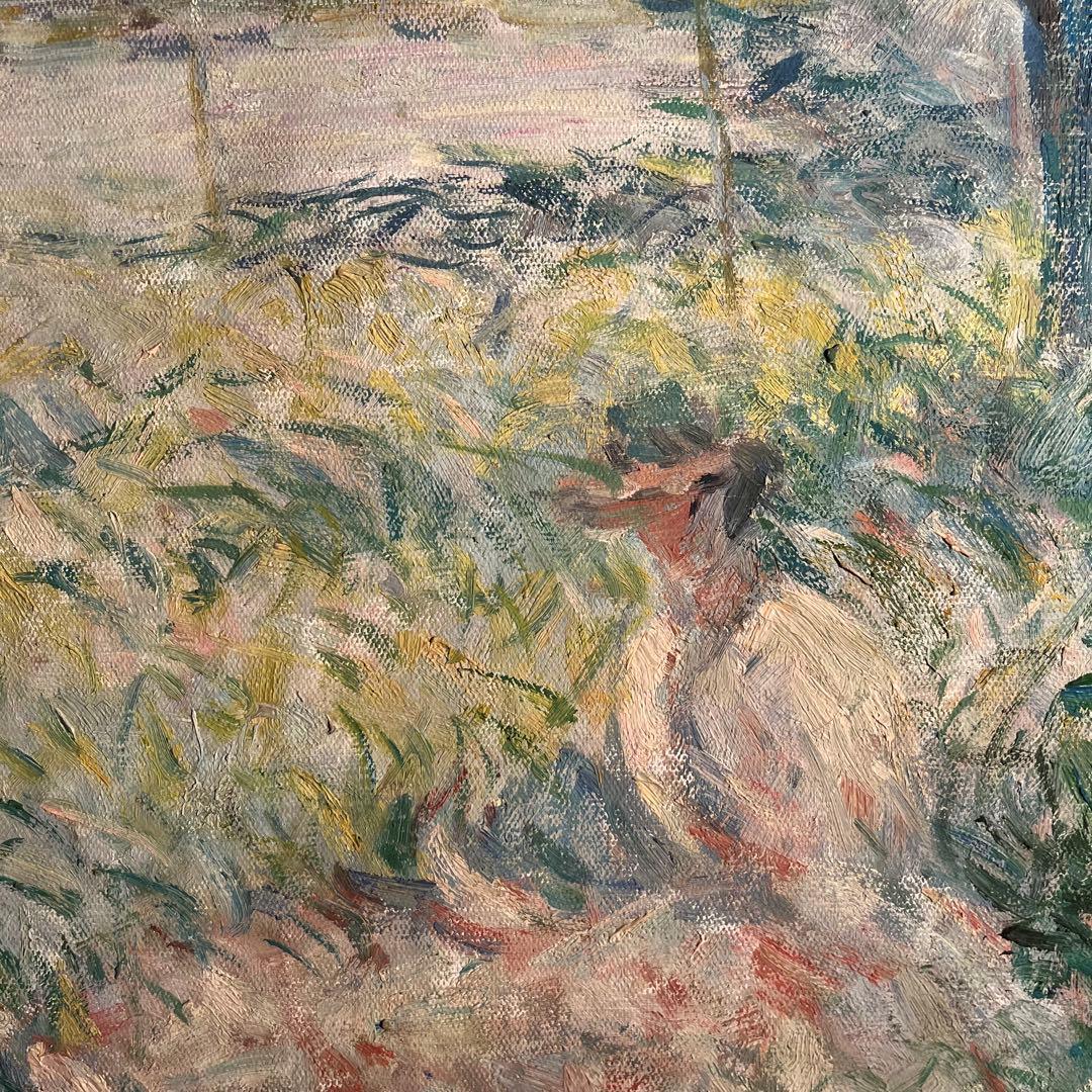 ★秀作★ 手書き油絵 クロード・モネ 柳の下に座る女（大）肉筆絵画 油彩画