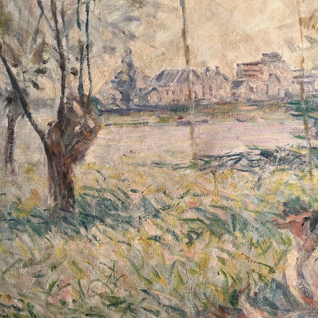 ★秀作★ 手書き油絵 クロード・モネ 柳の下に座る女（大）肉筆絵画 油彩画