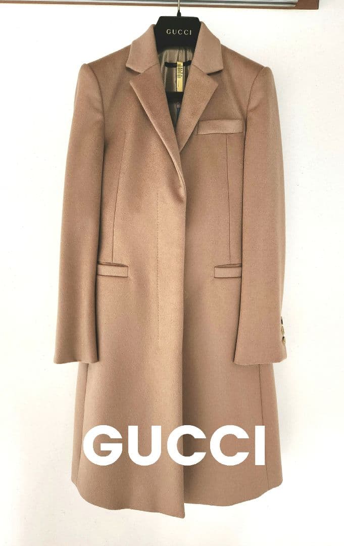GUCCI グッチ コート ベージュ キャメル 比翼ボタン　国内正規店購入