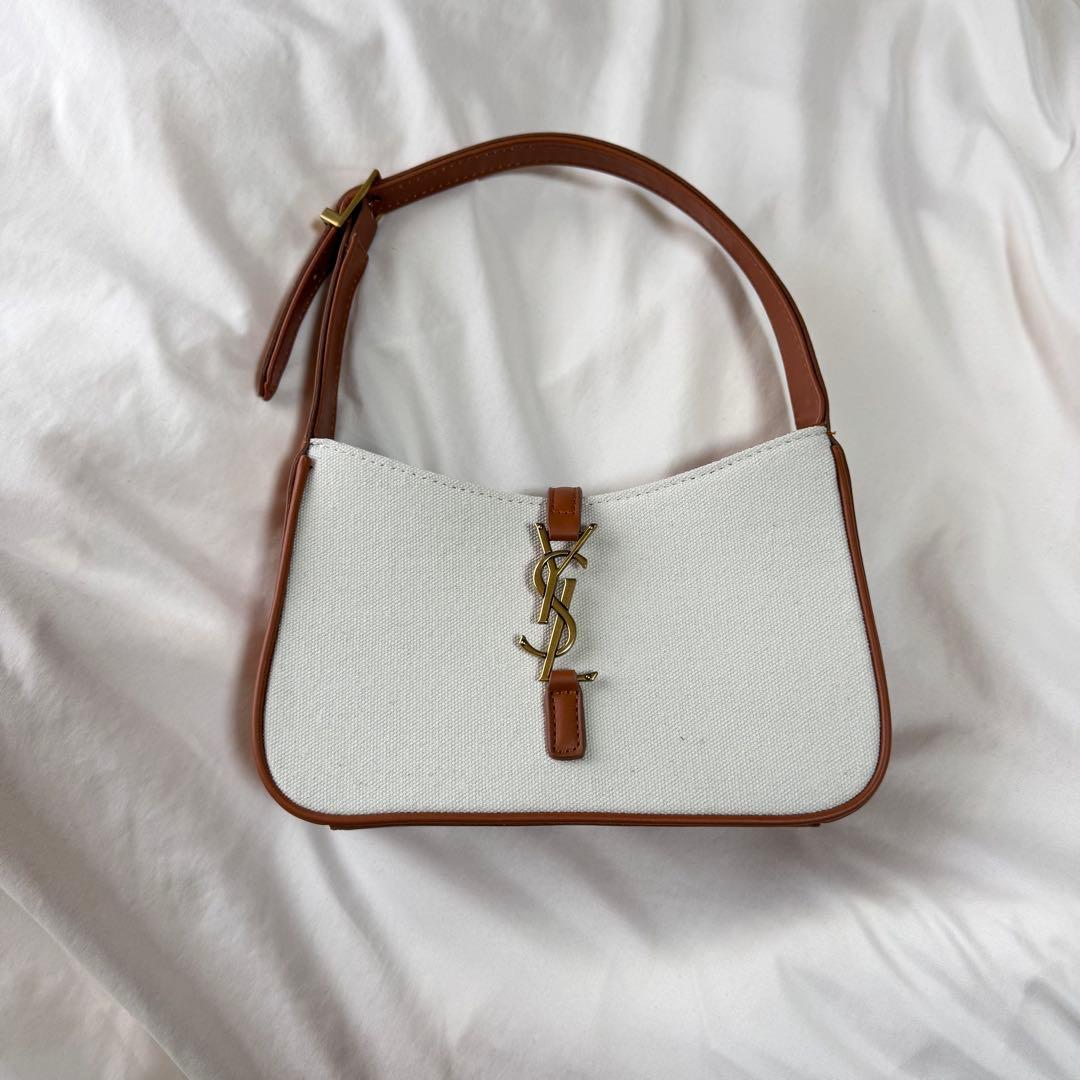 SAINT LAURENT ハンドバッグ ホワイト/ブラウン