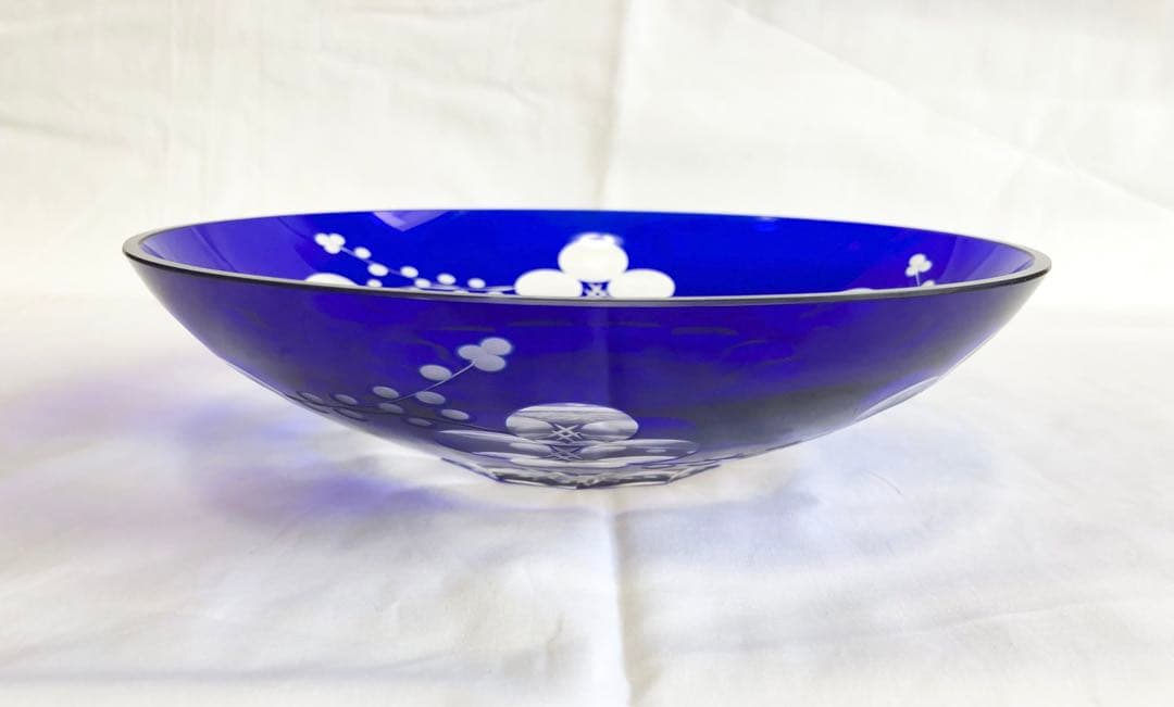 東京江戸切子 義山満 お皿 梅 ガラス細工 硝子 EDOKIRIKO ボウル 桜