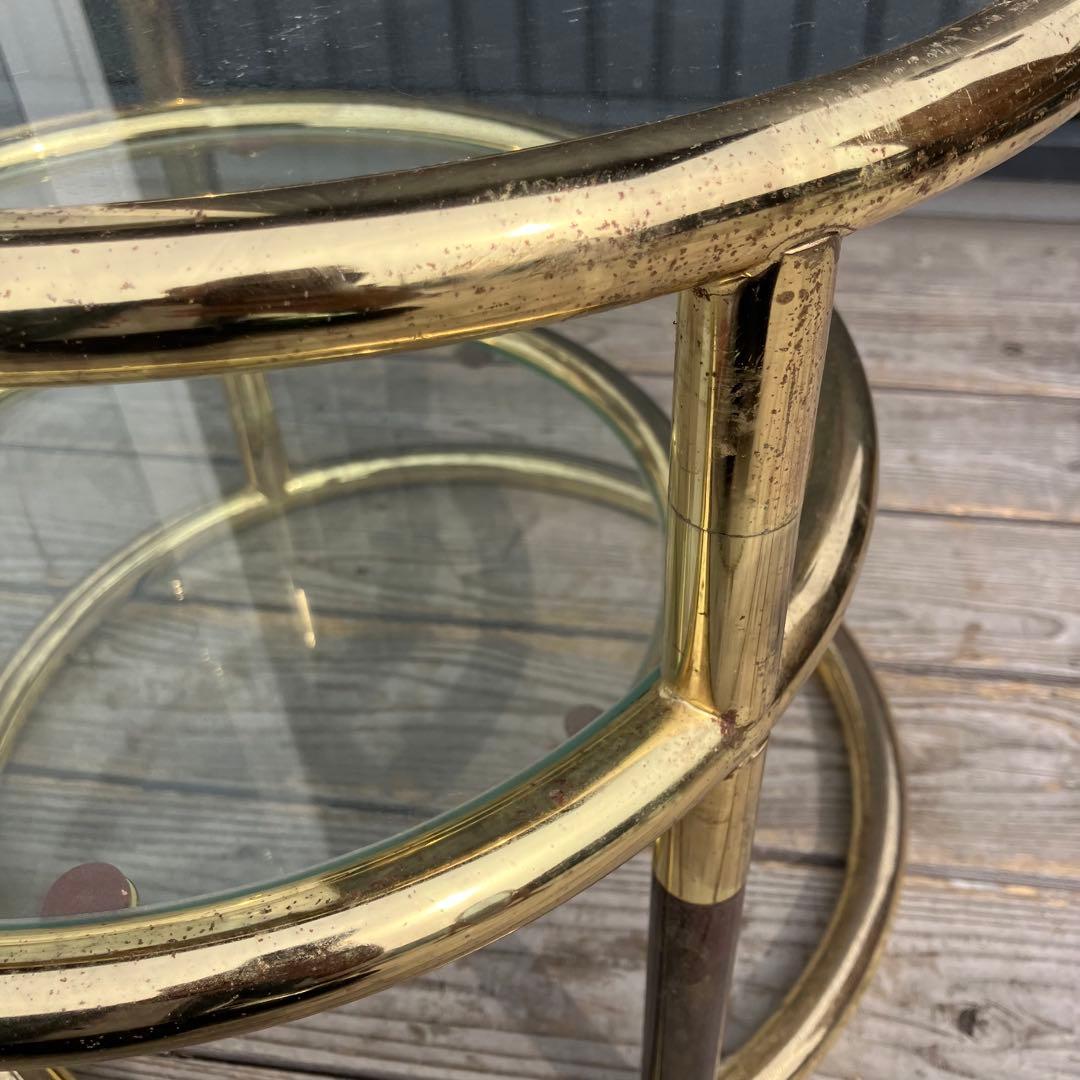 北欧レトロ ミッドセンチュリー 3段ラウンドテーブル ガラスサイドテーブル