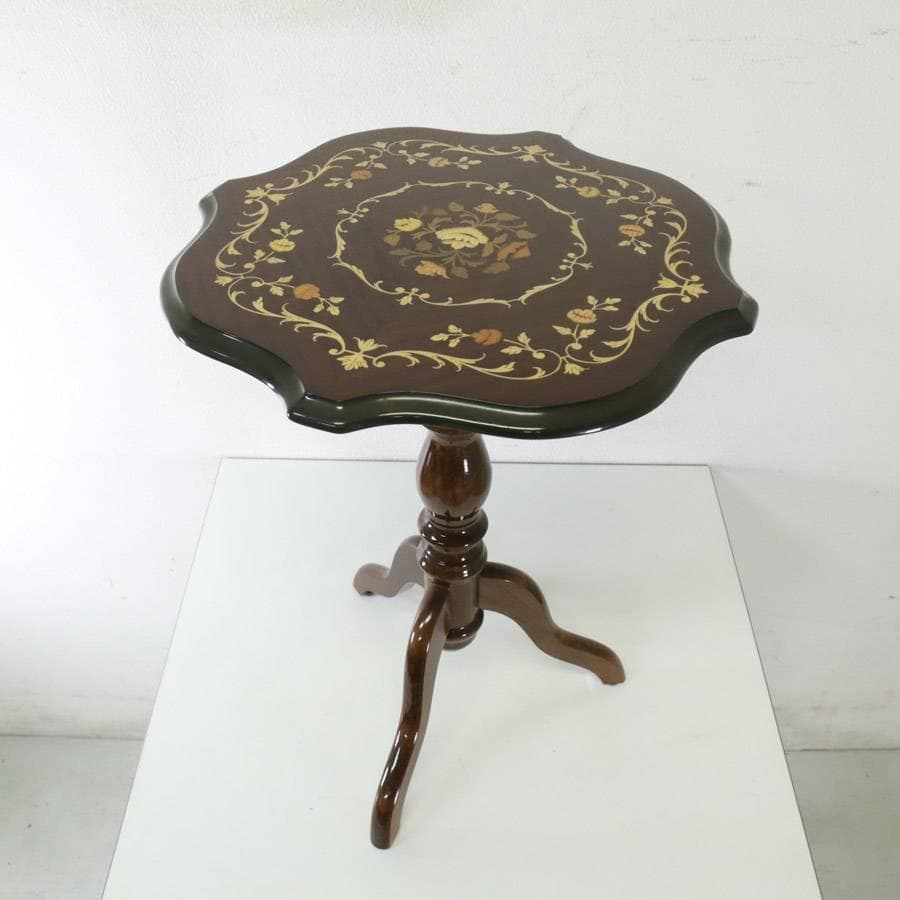 イタリア製クラシカル家具 象嵌 ワインテーブル サイドテーブル 花台 飾り台