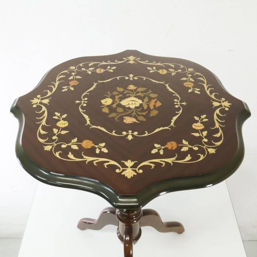 イタリア製クラシカル家具 象嵌 ワインテーブル サイドテーブル 花台 飾り台