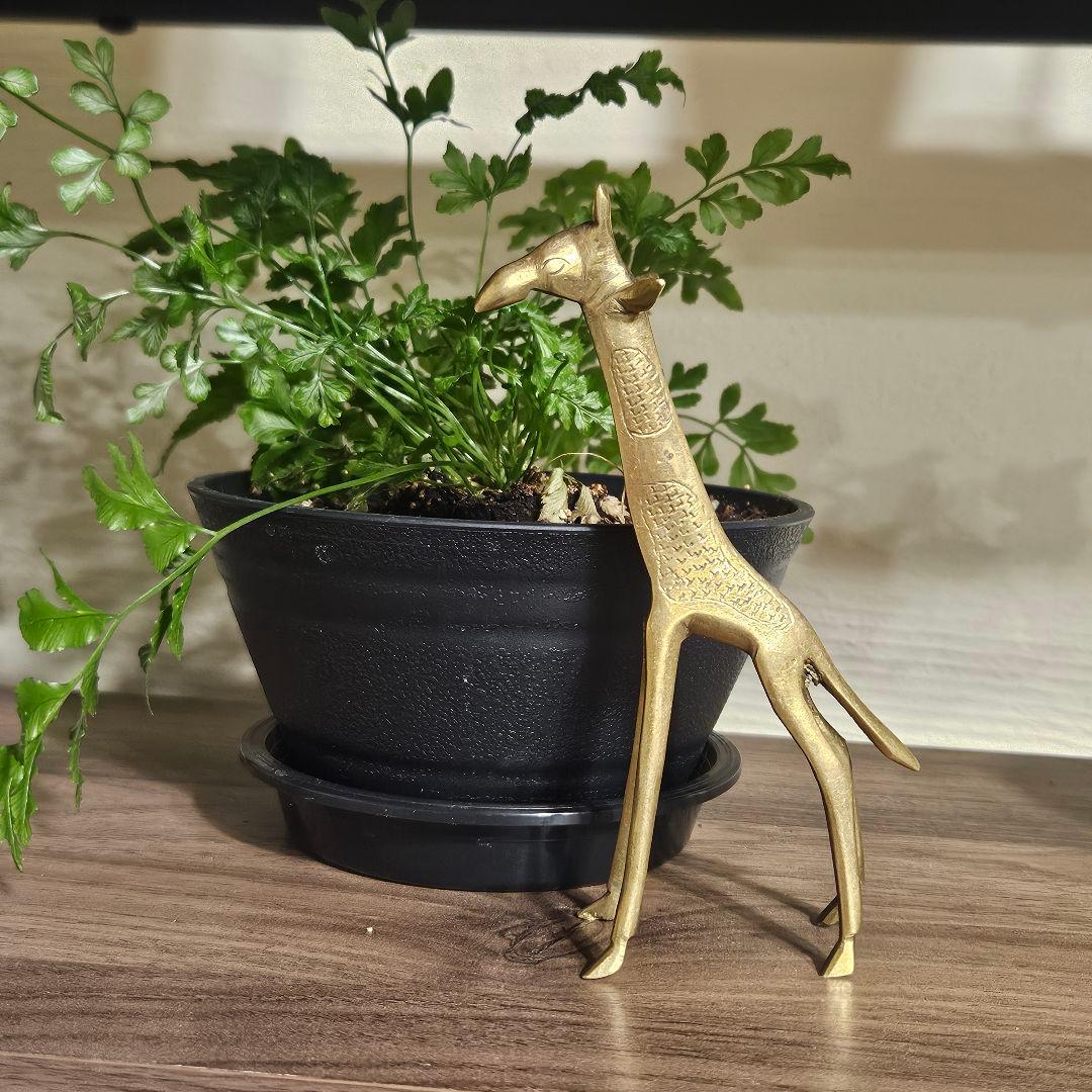 【マリ共和国製】真鍮製 キリンのオブジェ/置物 アフリカ エスニック インテリア