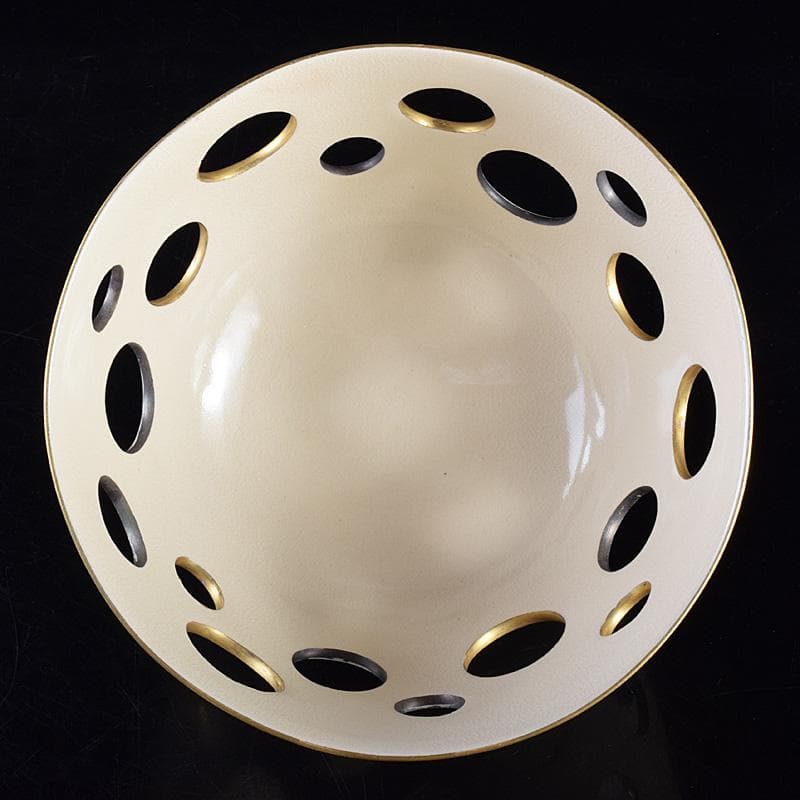 北大路魯山人作　金銀水玉透かし鉢　菓子鉢　共箱　D　R8520