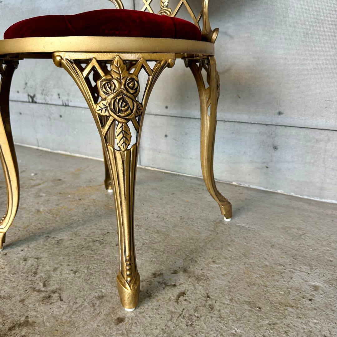 アテム ①★アルミ製アンティークチェア★ ゴールド × ベロアクラシカル