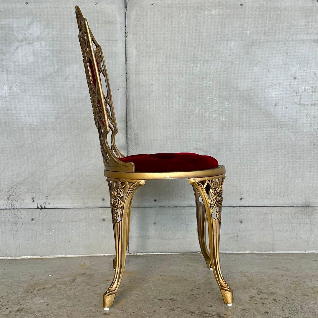 アテム ①★アルミ製アンティークチェア★ ゴールド × ベロアクラシカル