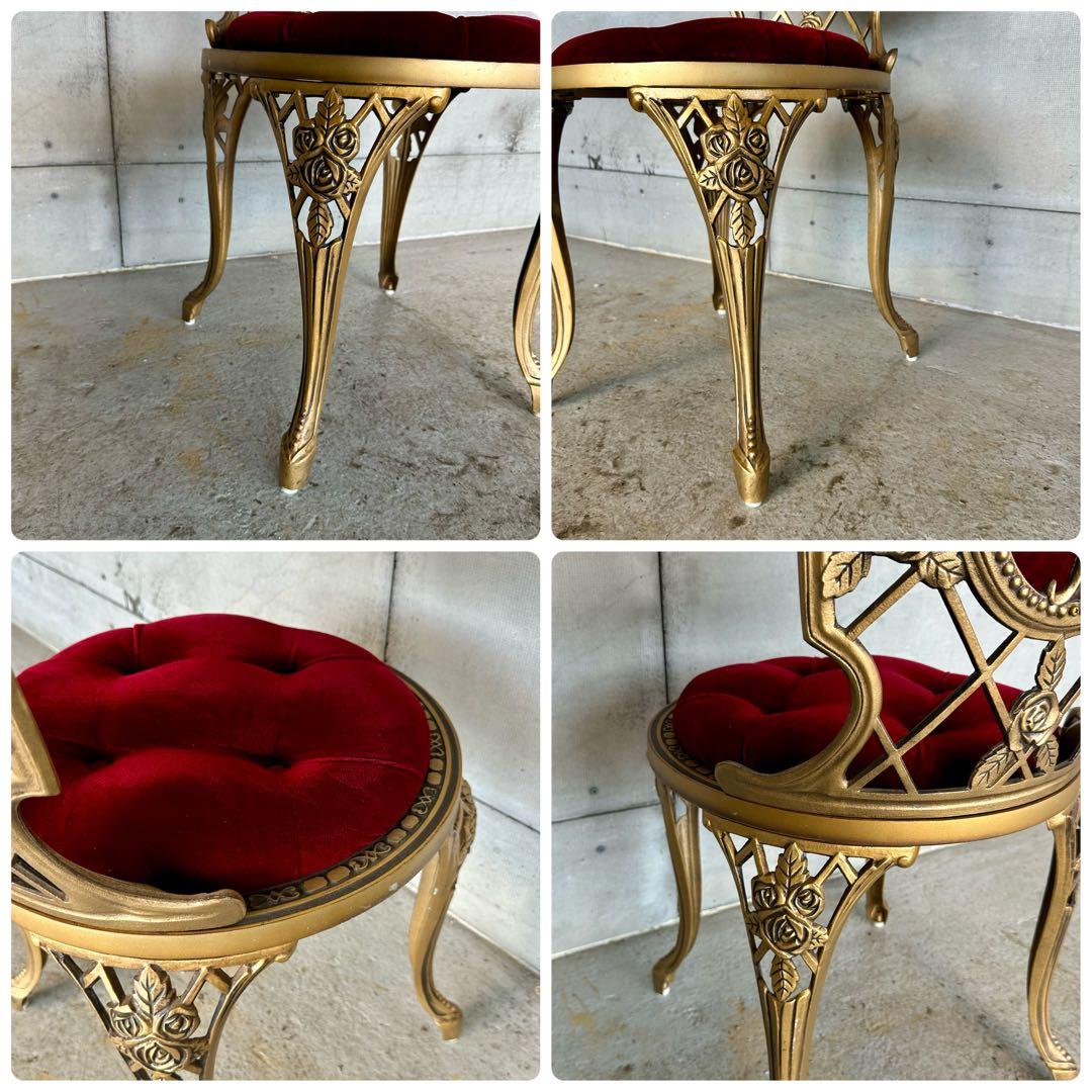 アテム ①★アルミ製アンティークチェア★ ゴールド × ベロアクラシカル