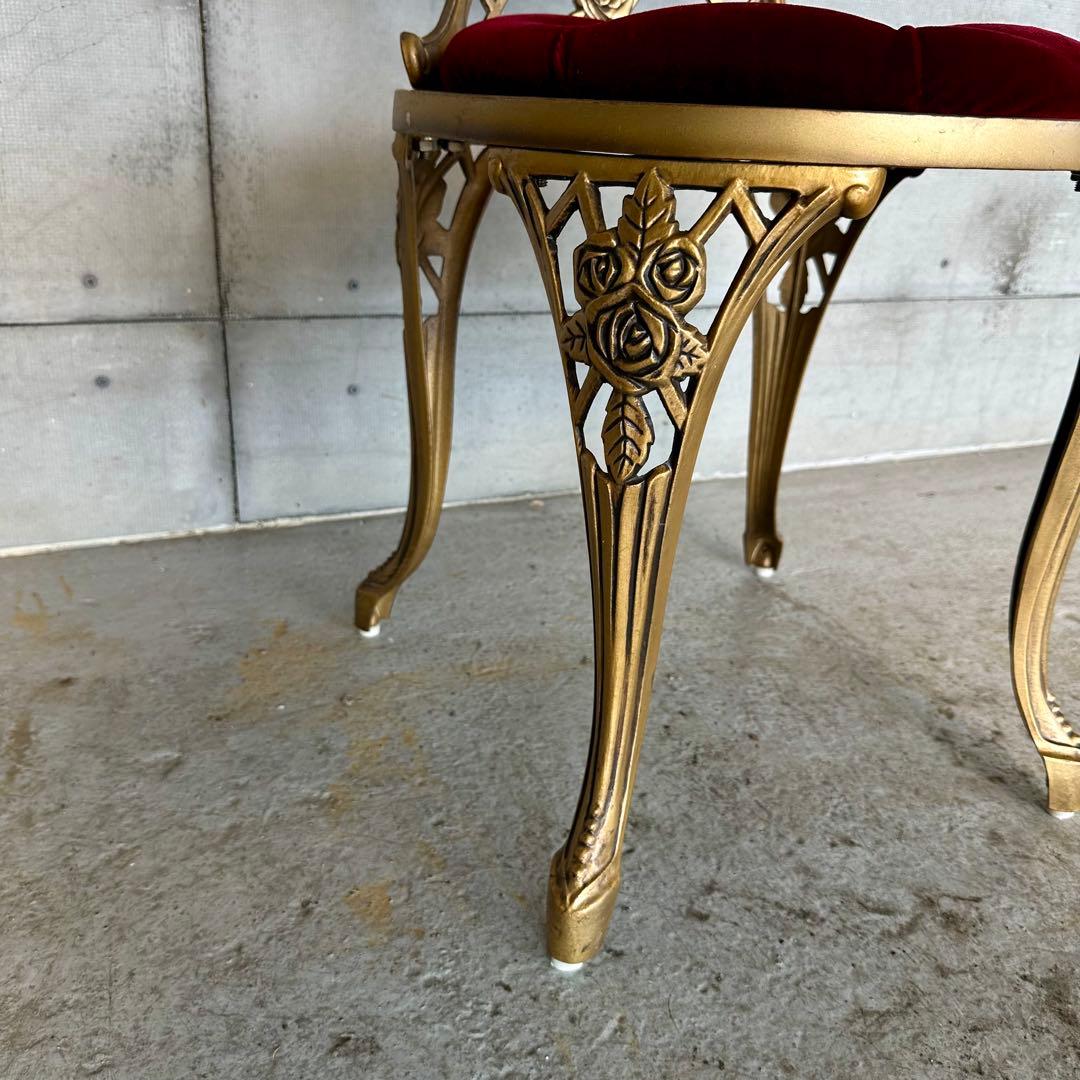 アテム ①★アルミ製アンティークチェア★ ゴールド × ベロアクラシカル