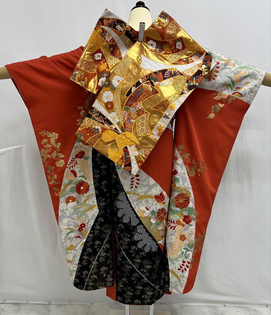 名門藤原織物　振り袖　フルセット　別誂長襦袢付　金駒刺繍　絞り　袋帯　701