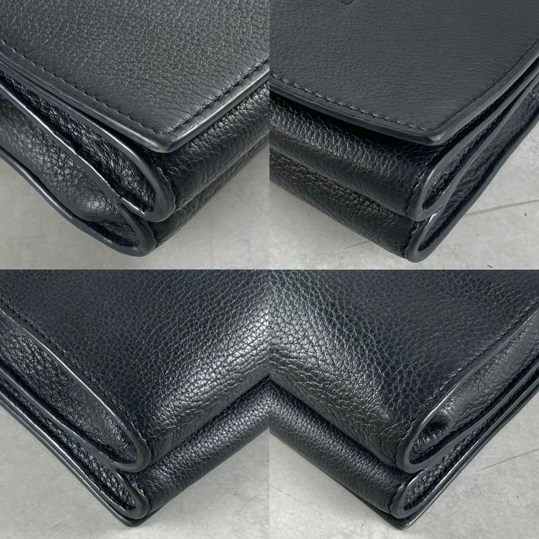 ✨美品✨トリーバーチ　ショルダーバッグ ウォレット　Tロゴ　レザー　ブラック