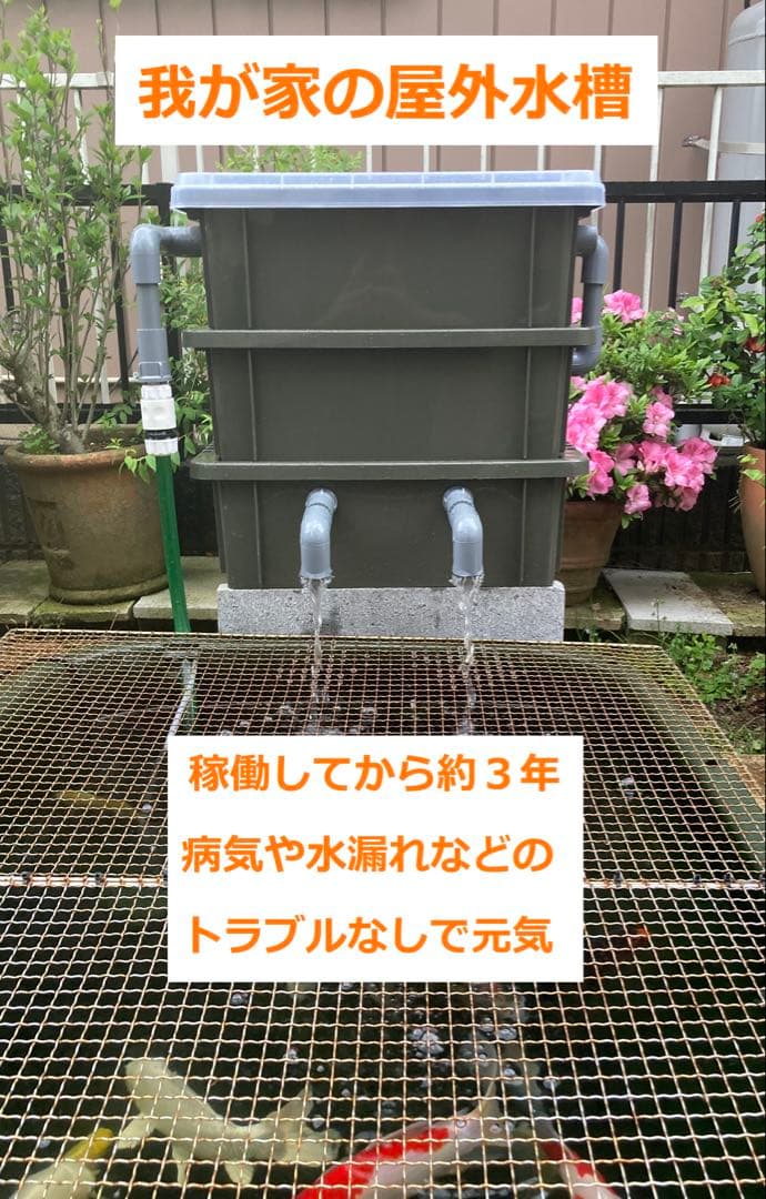 【RA様】三段式外部ろ過装置（個人製作濾過装置）【メダカ・金魚・錦鯉の屋外飼育】