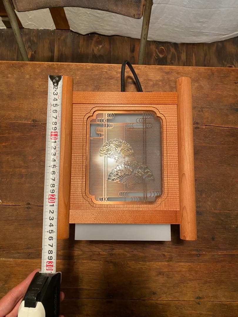 リタ2つセット　和風吊り下げ照明 扇柄 木製×乳白アクリル 昭和レトロ