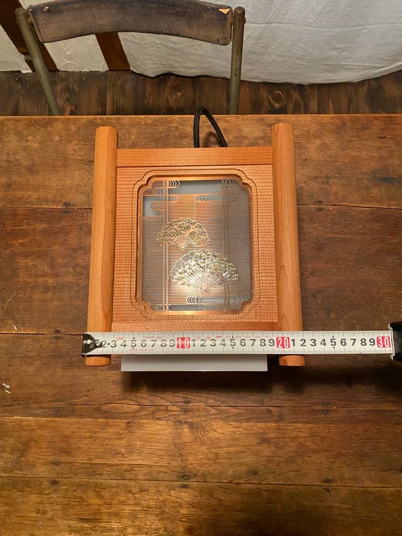 リタ2つセット　和風吊り下げ照明 扇柄 木製×乳白アクリル 昭和レトロ