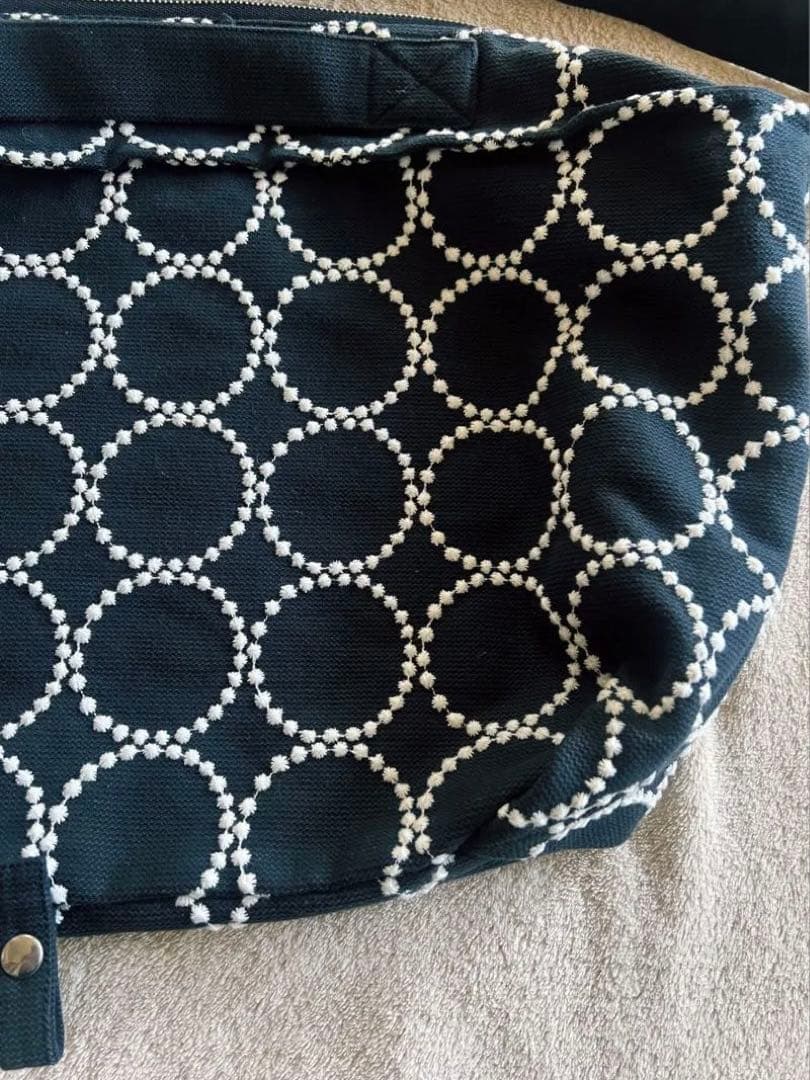 【美品】ミナ ペルホネン タンバリン ショルダーバッグ小 ネイビー×ホワイト