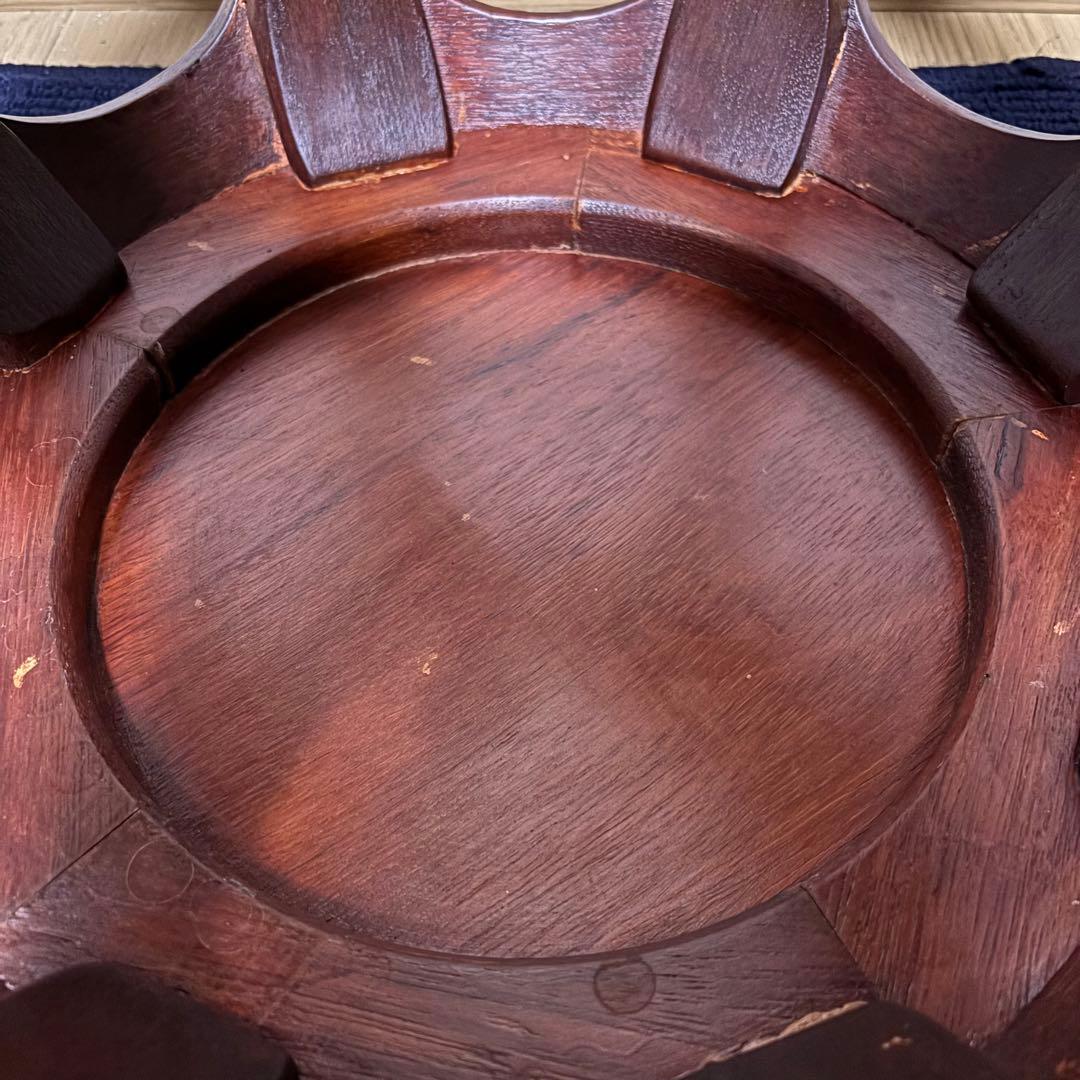 【美品】花梨 無垢 螺鈿細工 丸椅子 スツール 腰掛け 中国美術 工芸品