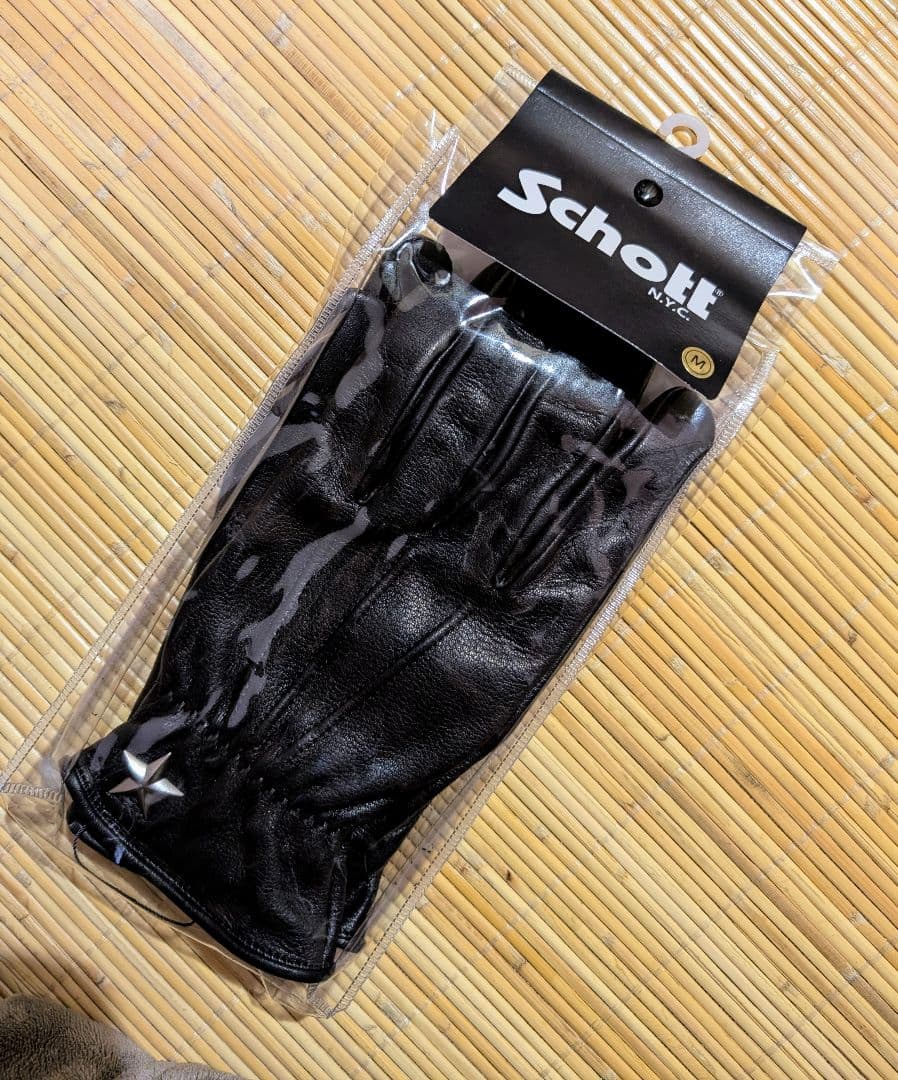 新品　schott　ショットワンスターレザーグローブ　Mサイズ ブラック　手袋