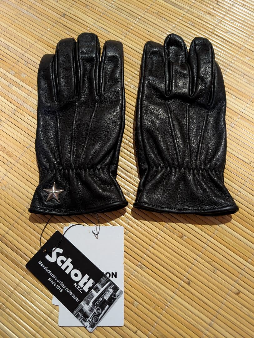 新品　schott　ショットワンスターレザーグローブ　Mサイズ ブラック　手袋
