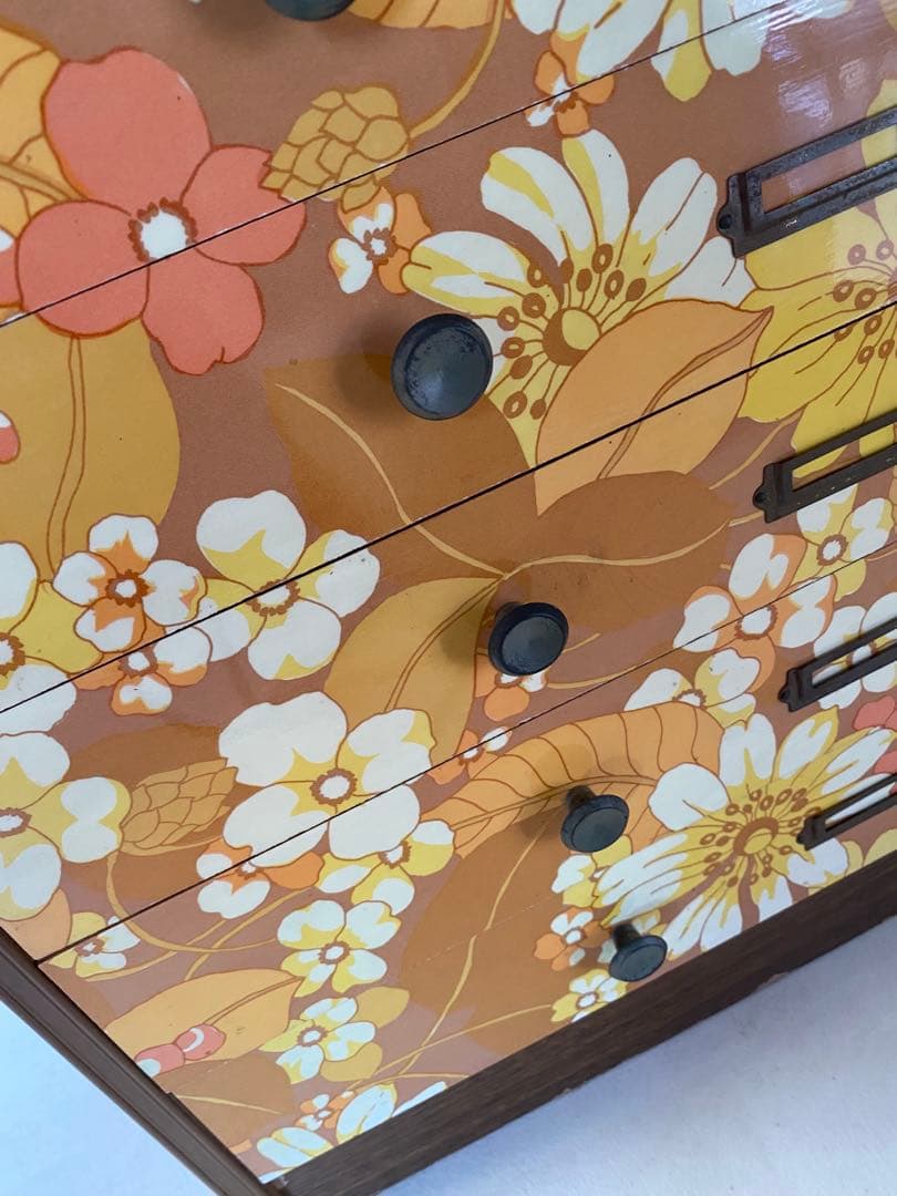 木製　花柄　ミニ箪笥　小物入れ　レトロポップ　引出し　レトロ