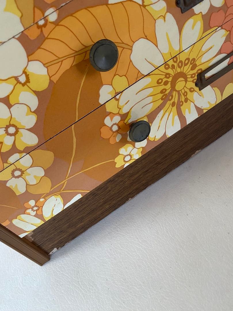 木製　花柄　ミニ箪笥　小物入れ　レトロポップ　引出し　レトロ