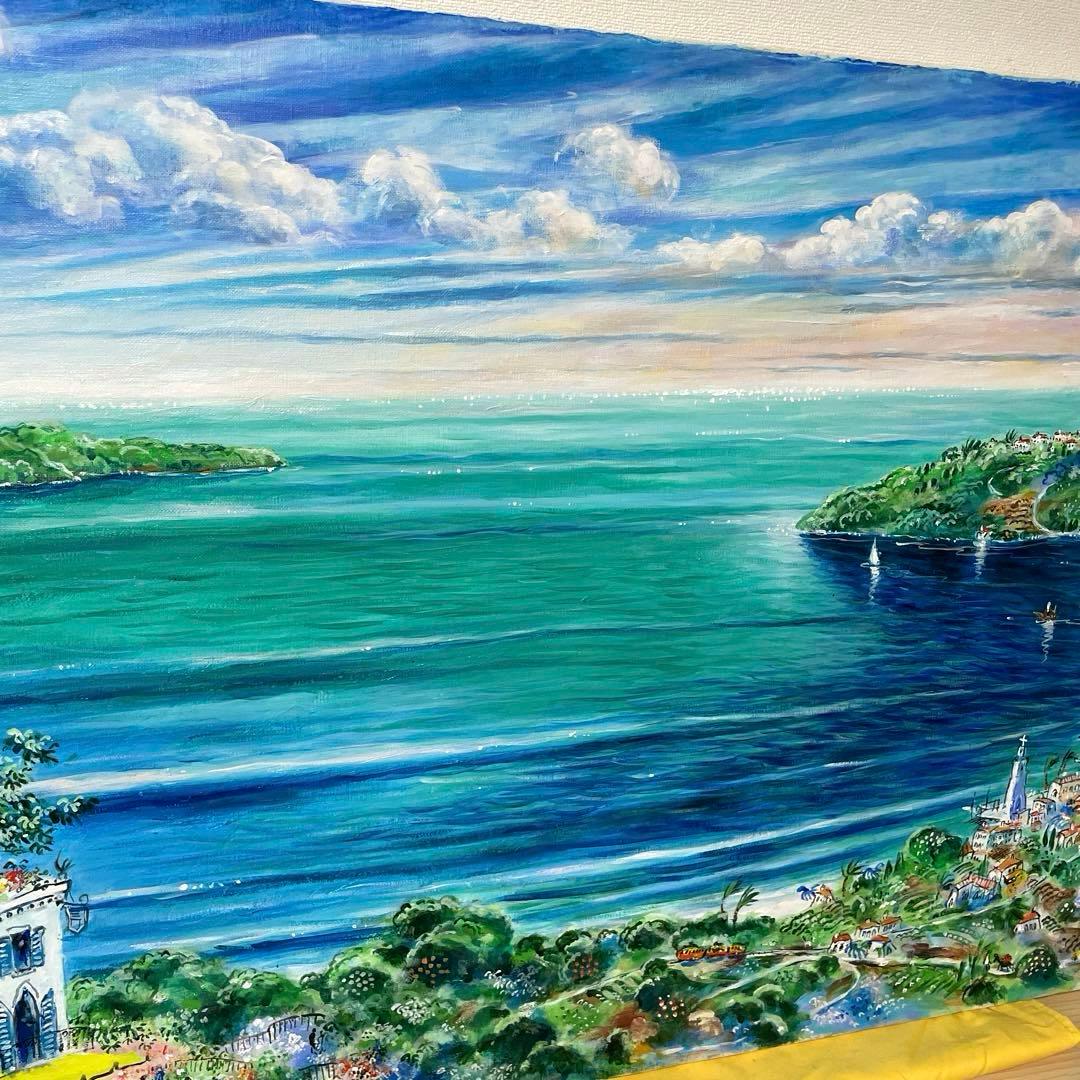 平野琳人『帆船のいる港』油彩 原画 M30 大作傑作 平野オリジナル額装