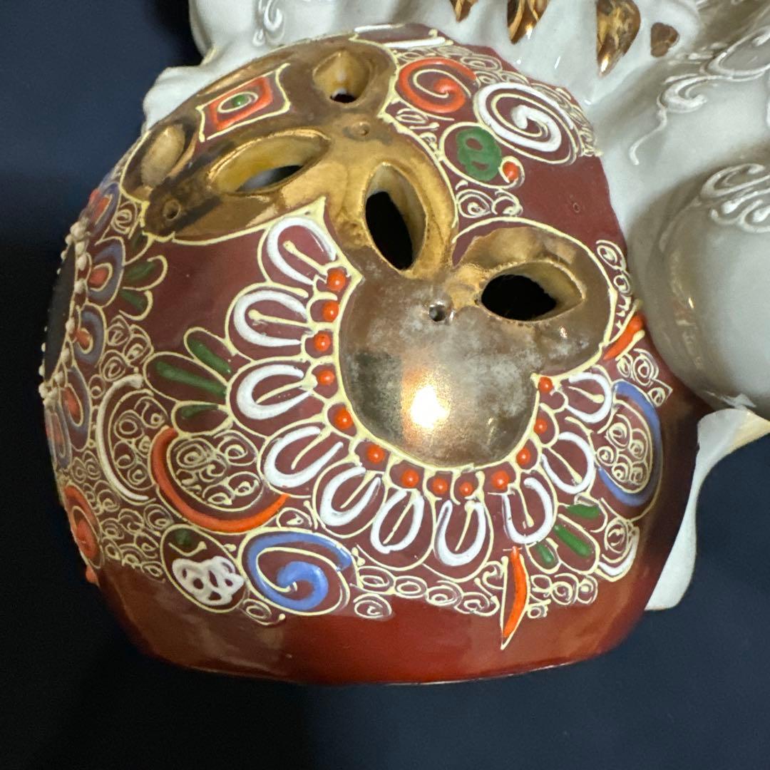 九谷焼　八幡窯　須栄義作　玉乗獅子　　　　縁起物　魔除け　厄除け　骨董品