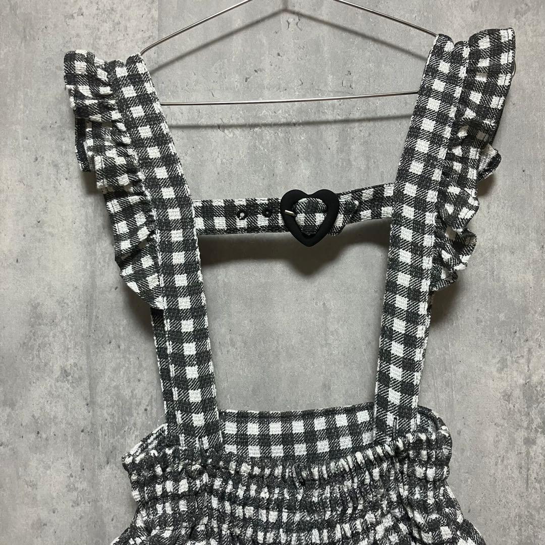 レア♪量産 地雷 LIZLISA ギンガム ツイード スカパン サスペンダー