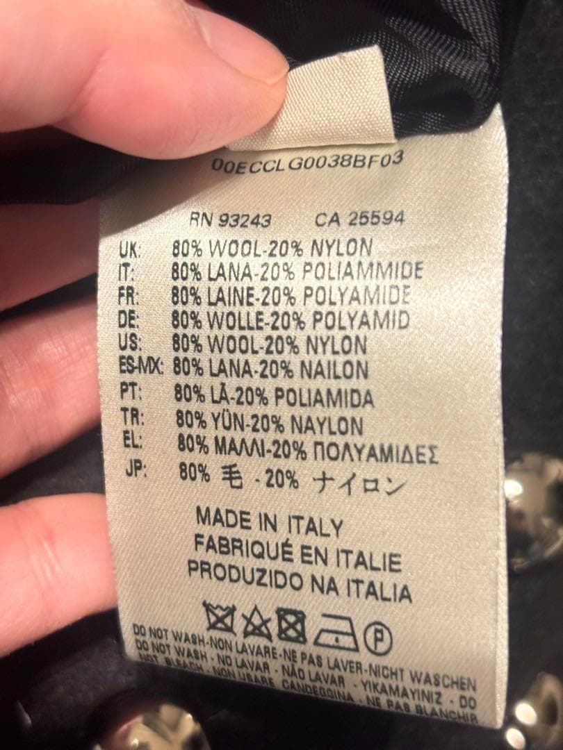 DIESEL WALLEROY　スタッズウールチェスターコート　36　黒　美品