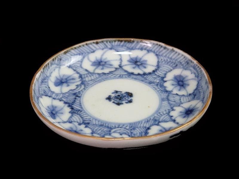 古伊万里　染付　撫子の図　豆皿　江戸期　E093AS-fbkv