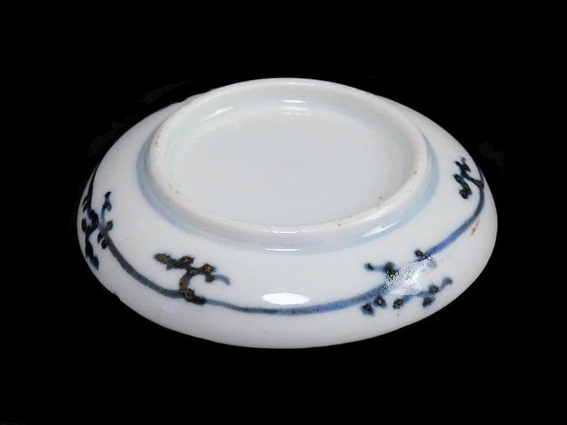 古伊万里　染付　撫子の図　豆皿　江戸期　E093AS-fbkv