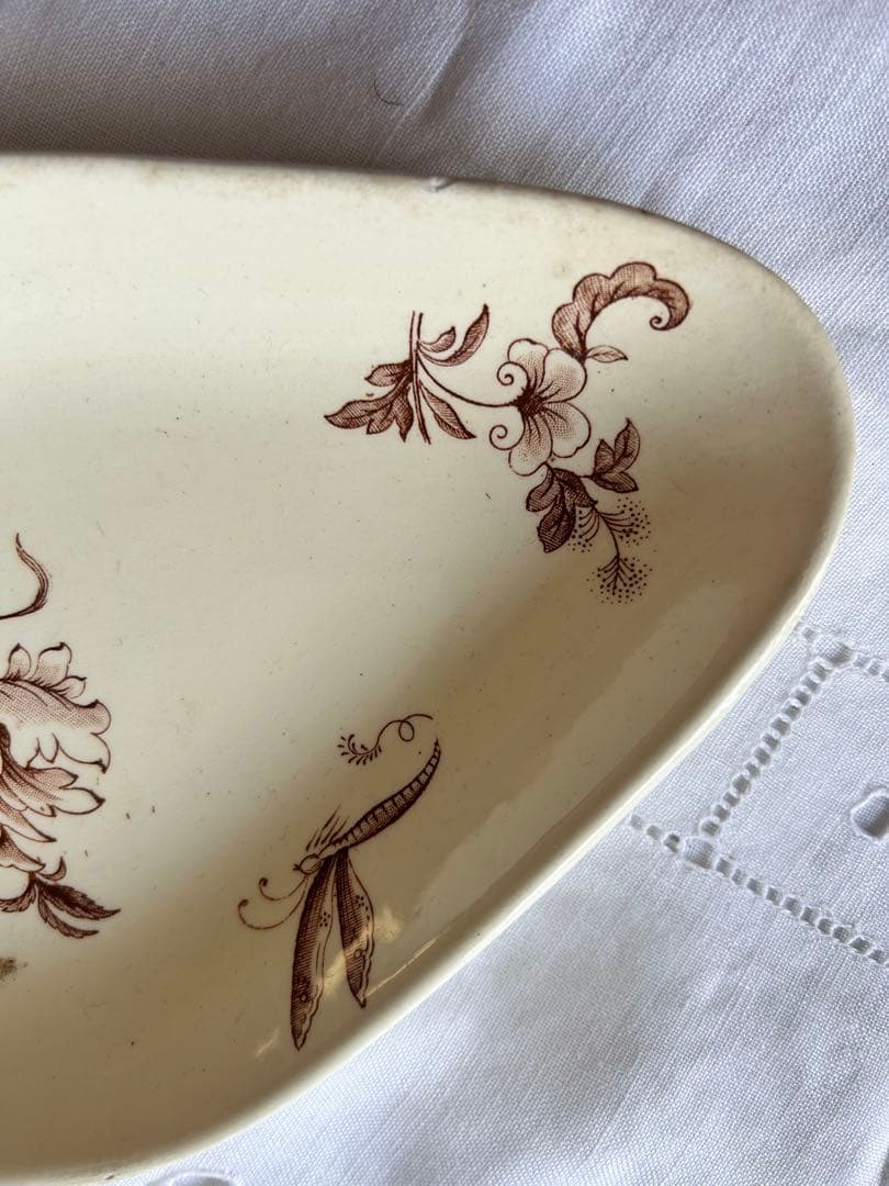 ブラウン　ラヴィエ セピア　ボタニカル　ジャポニズム　　フランス　アンティーク