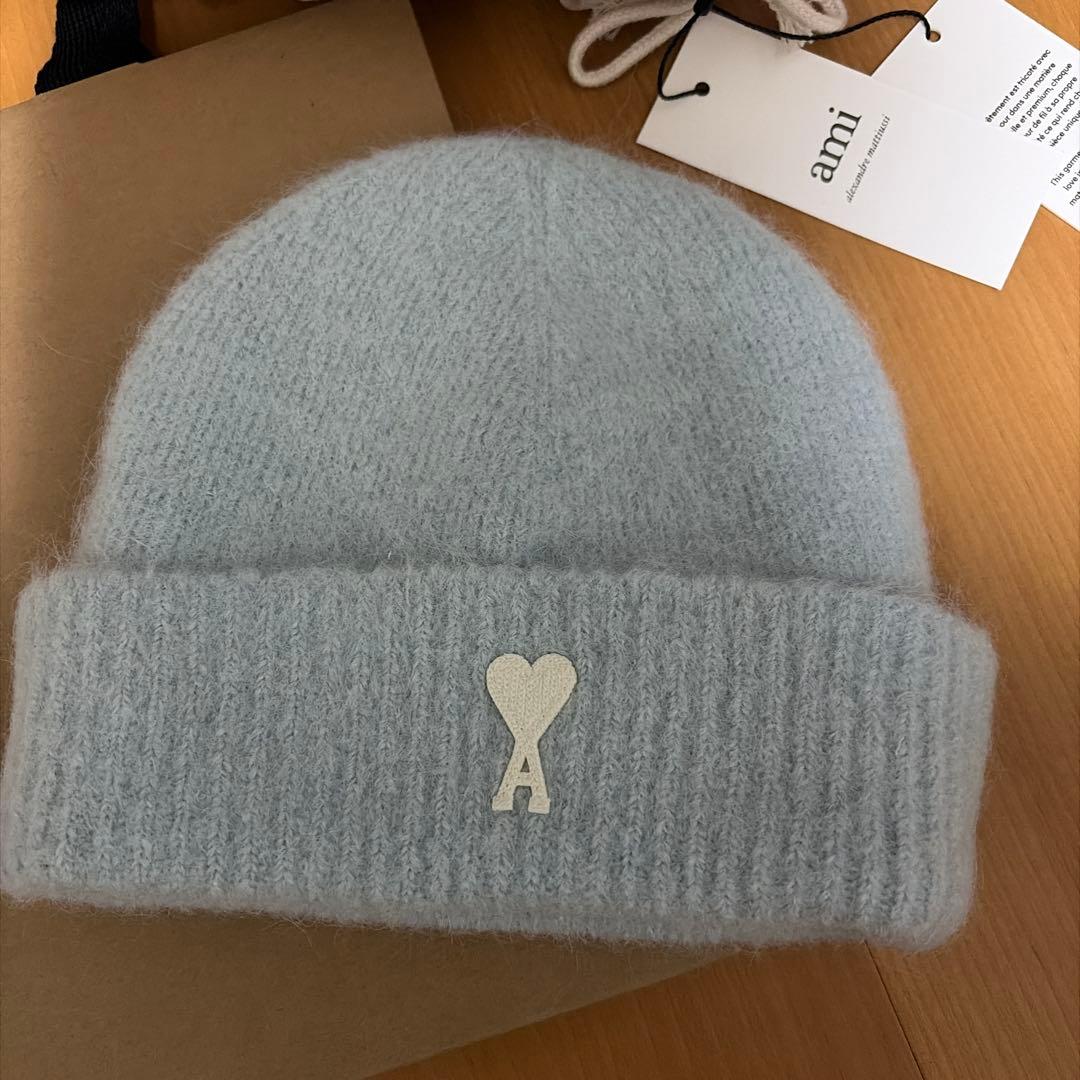 新品　ami paris ブルー アルパカAMI DE COEUR ビーニー