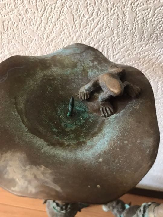 燭台，古銅製，古美術品，旧家藏出し，兩個重3300克