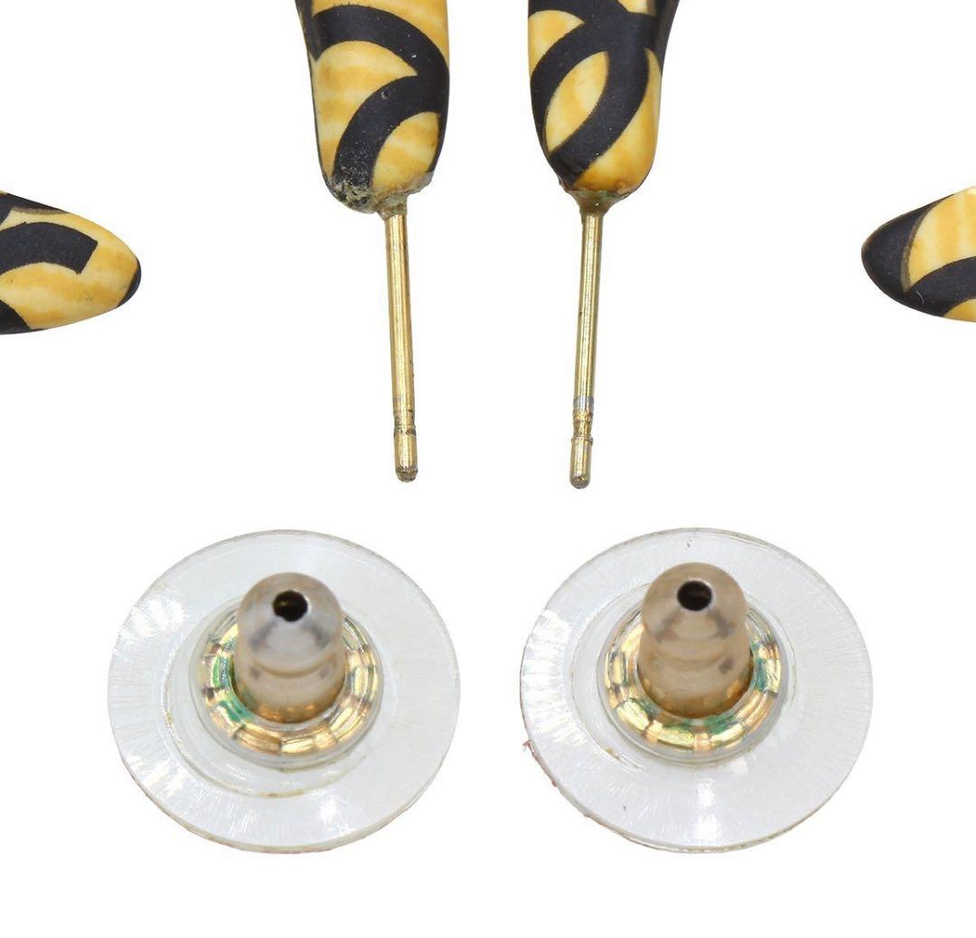 R2398 美品 シャネル ココマーク柄 フープ ピアス